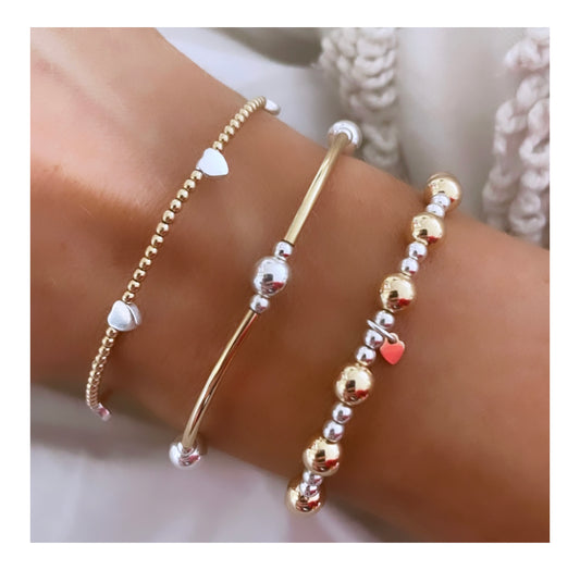 The Amy Sterling Silver and Gold Mix Stacking Bracelet